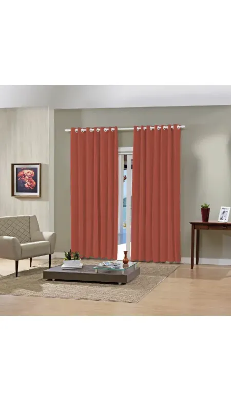 Cortina Pratika Lisa 3,60m x 2,50m Terracota Bella Janela