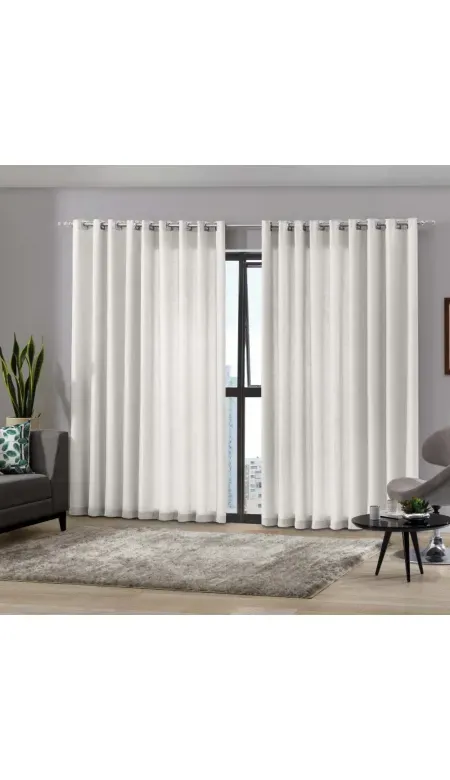 Cortina Bella Janela 2,60x170cm Pratika Blackout Corta Luz Marfim
