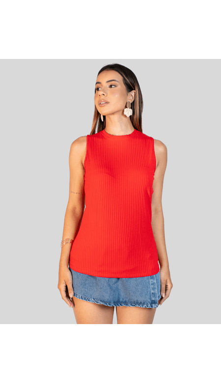 Regata Rovitex Canelada Com Gola Careca e Elastano