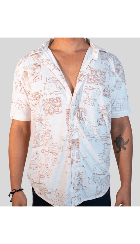 Camisa Colisão Com Botões Estampada Algodão