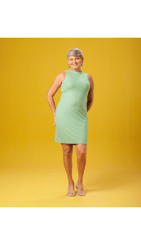 Vestido Lunender Canelado Sem Mangas Viscose