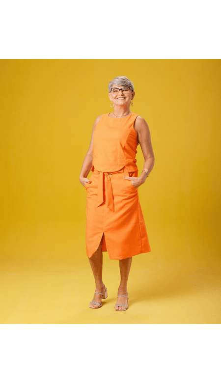 Saia Bilro Midi Com Cinto Ajustável e Aviamento