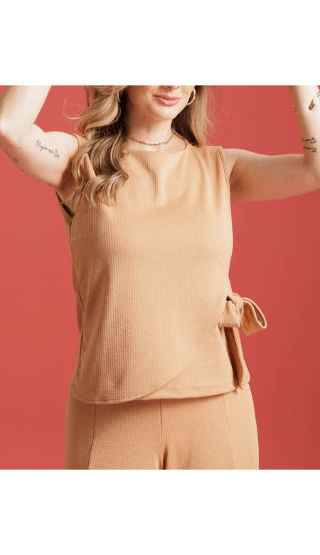 Blusa Moda Loka Com Fenda e Amarração Lateral