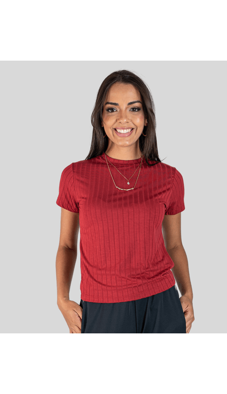 Blusa Unique Collection Feminina Canelada Manga Curta Viscose