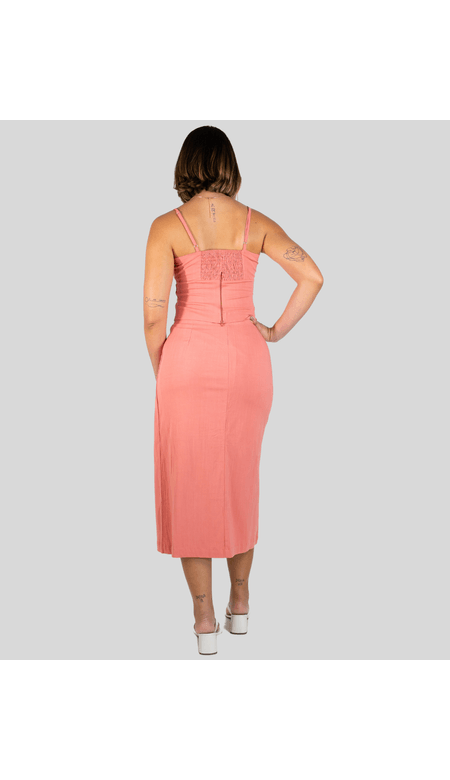 Saia Ana Xis Midi Reta Abotoada Viscose