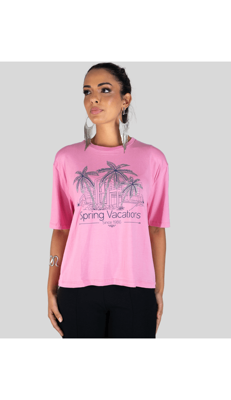 Tshirt Rovitex Feminina Com Estampa de Coqueiro