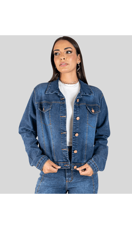 Jaqueta Jeans Feminina com Elastano
