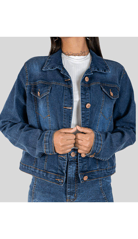 Jaqueta Jeans Feminina com Elastano