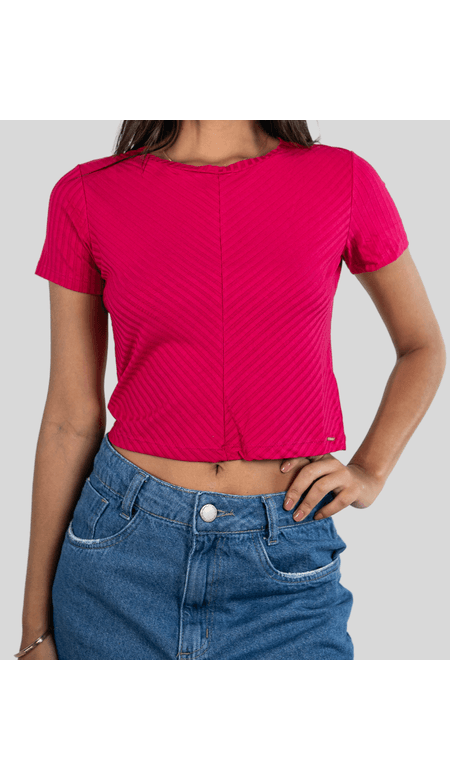 Blusa Lunender Cropped de Malha Canelada