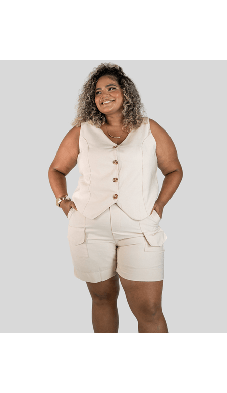 Colete K.Linda Plus Size Feminino Com Botões