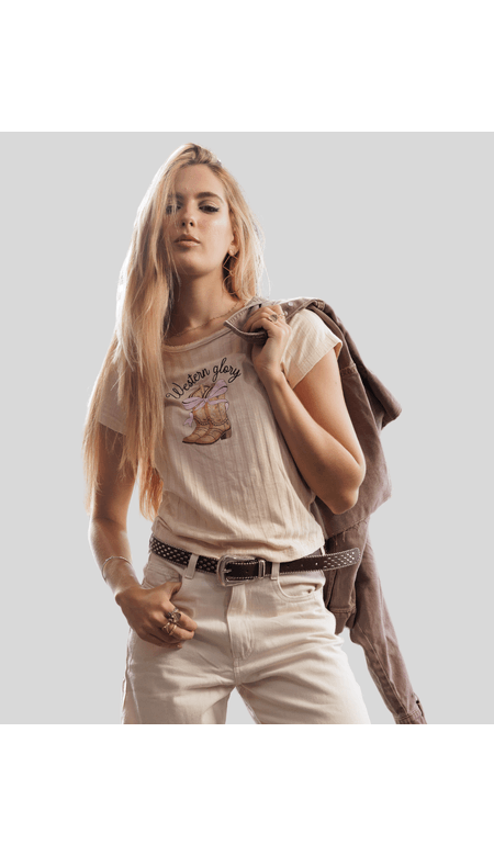 Blusa Lecimar Feminina Estampa de Bota Country Viscose