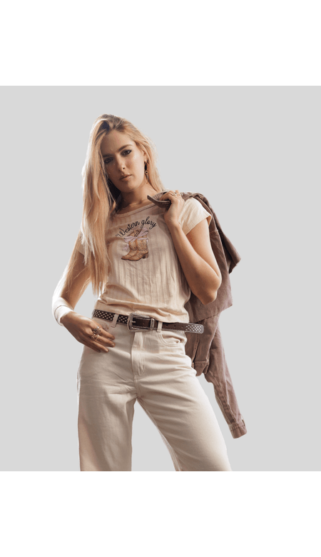 Blusa Lecimar Feminina Estampa de Bota Country Viscose