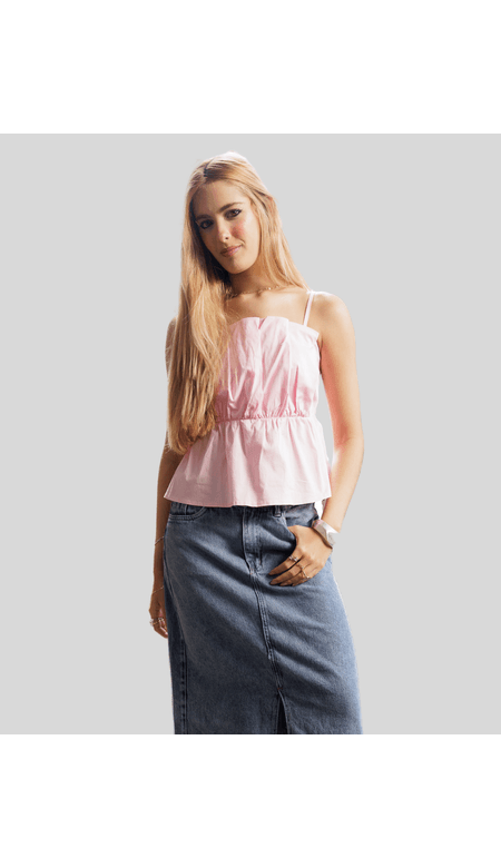 Blusa Mentamix de Alcinha Com Decote Franzido e Bufante