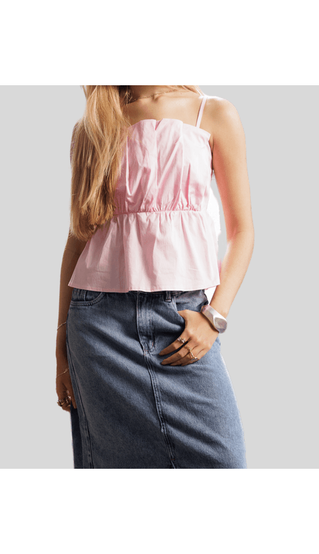 Blusa Mentamix de Alcinha Com Decote Franzido e Bufante