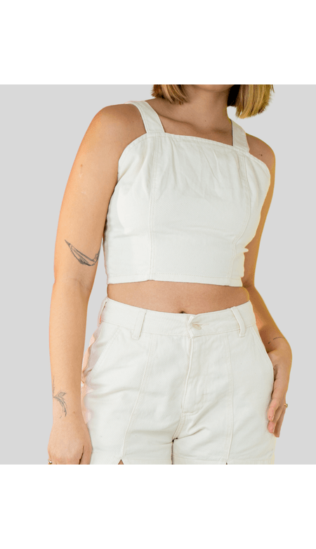 Cropped Linda Bel de Sarja Redondo com Elástico