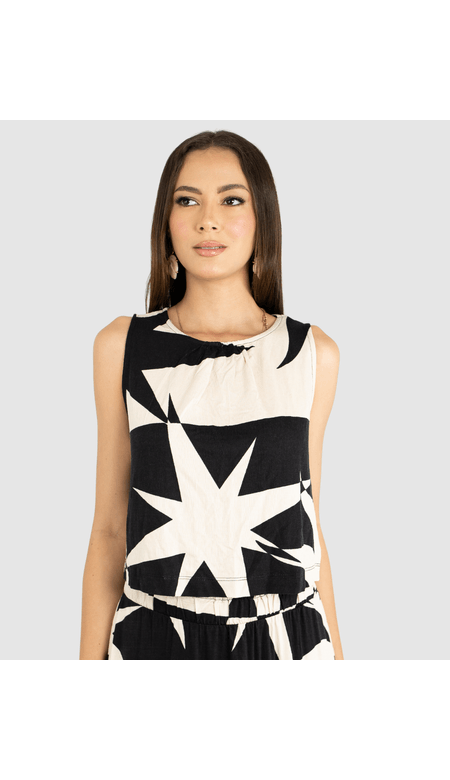Regata Feminina Com Estampas Geometricas em Viscose - Endless