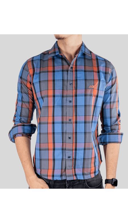 Camisa Mx Urban Manga Longa de Botão e Xadrez