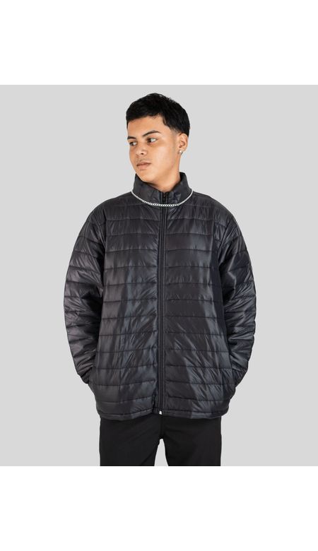 Jaqueta Masculina Puffer com Zíper e Bolsos Laterais