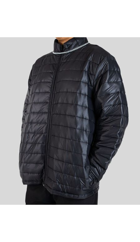Jaqueta Masculina Puffer com Zíper e Bolsos Laterais