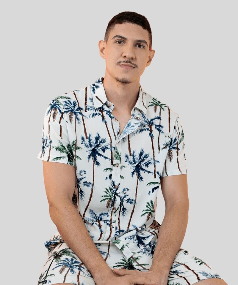 Camisa Aisthy de Bot es Com Estampa de Coqueiro em Viscose 0