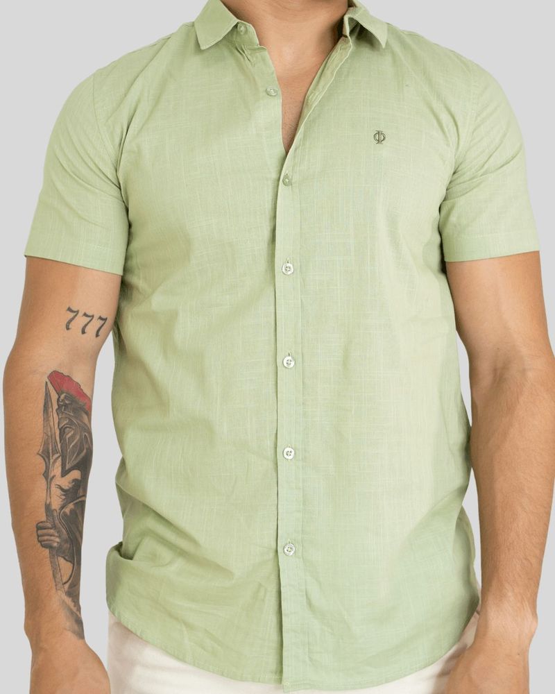 Camisa Masculina Tricoline de Bot es Manga Curta - Diametro 1