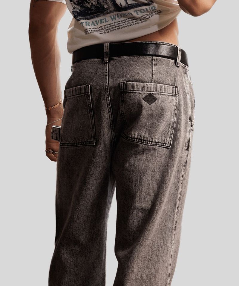 Cal a jeans baggy masculina cinza estonada 3