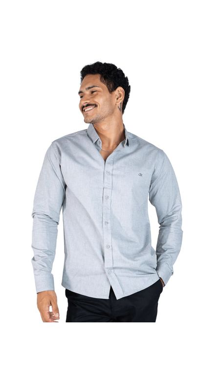 Camisa Social Masculina Mangas Longas com Botões e Gola Polo