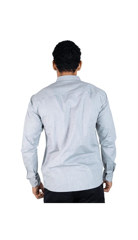 Camisa Social Masculina Mangas Longas com Botões e Gola Polo