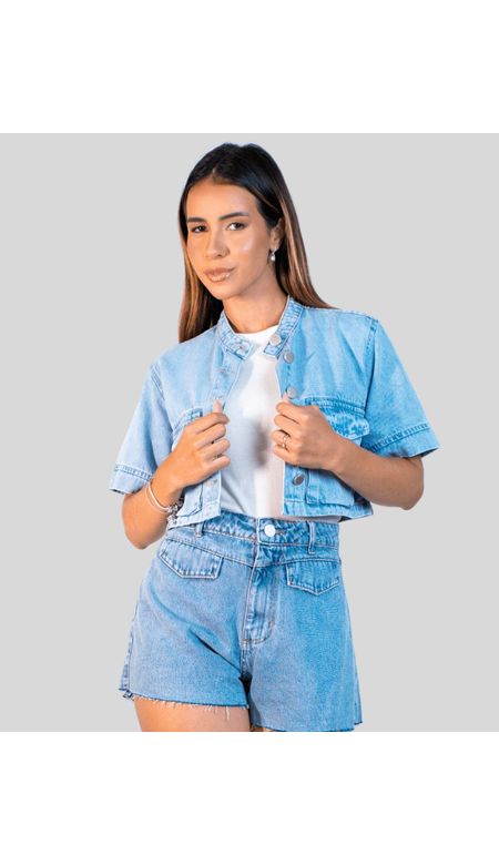 Jaqueta D.Vimme Jeans Com Gola Padre e Bolsos