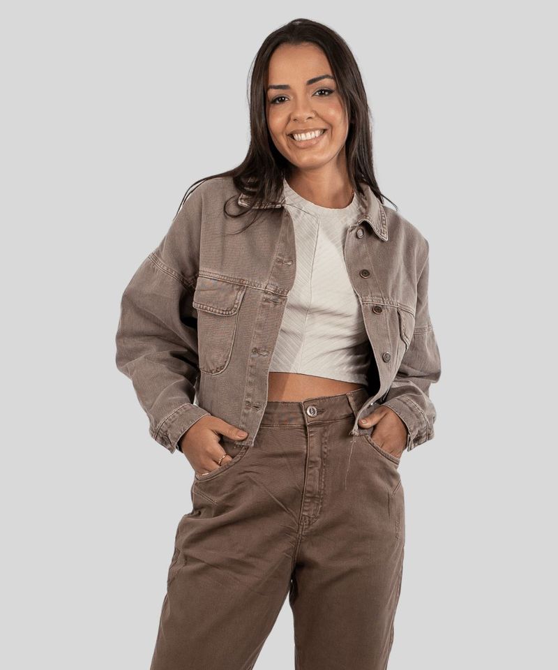 Jaqueta Sarja Cropped Max Denim - Manga Longa 0