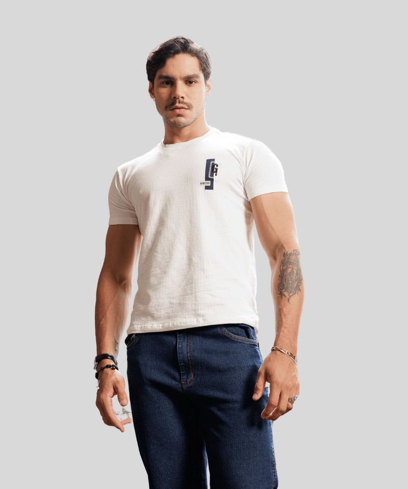 Camiseta Gangster Masculina Com Bras o Em Relevo Bordado 0
