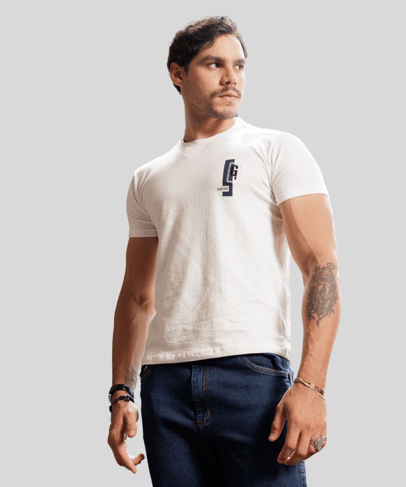 Camiseta Gangster Masculina Com Bras o Em Relevo Bordado 1