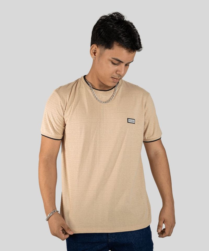 Camiseta Colis o Com Textura Listrada Algod o 0