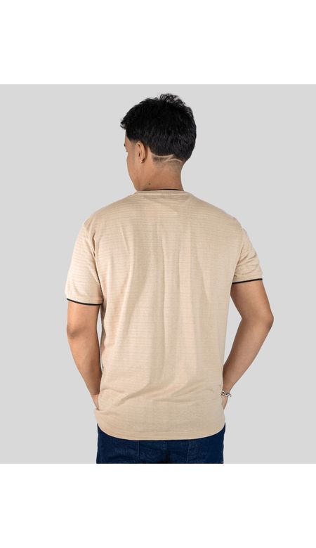 Camiseta Colisão Com Textura Listrada Algodão