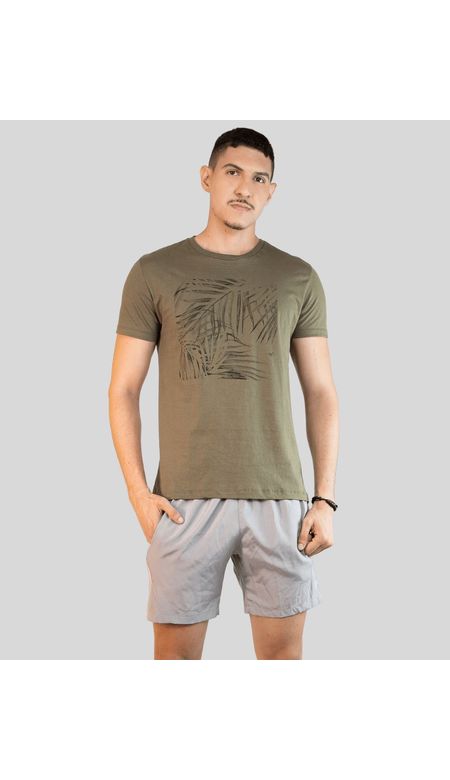 Camiseta Masculina Com Estampa de Folhagem - MMT