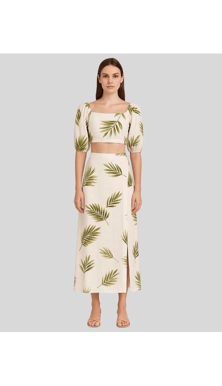 Saia Longa Estampa de Folhagem | Ana Xis