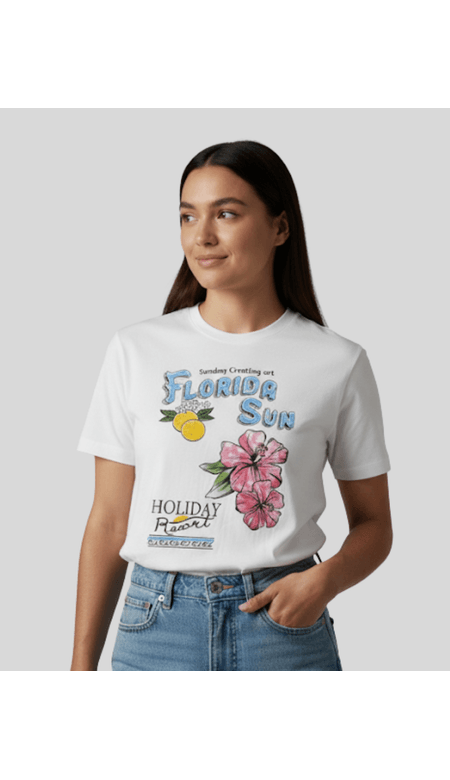 Tshirt Feminina Com Estampa Florida Sun - Belle