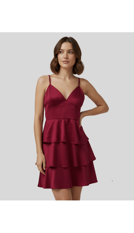 Vestido Curto Com Babados Satin Twill - Atrevida Xis