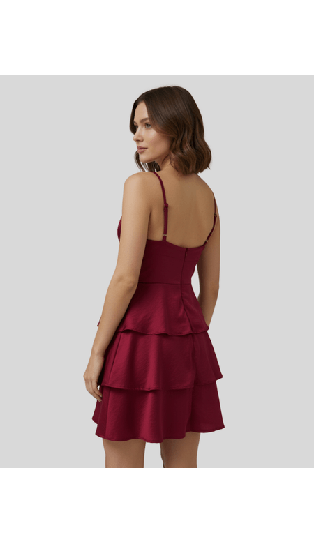 Vestido Curto Com Babados Satin Twill - Atrevida Xis