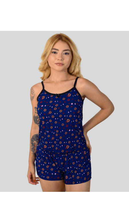 Baby Doll de Alça e Shorts em Critton | Estampado