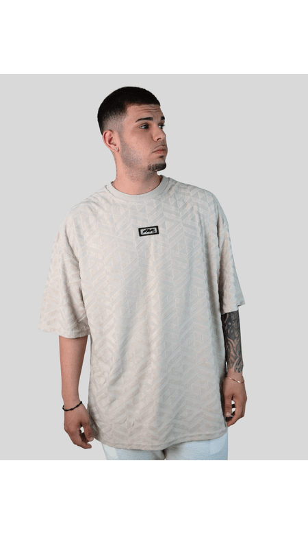 Camiseta Overcore Masculina Jacquard com Textura Geométrica
