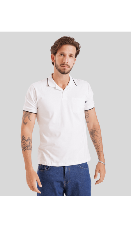 Camisa Polo Masculina com Gola e Manga
